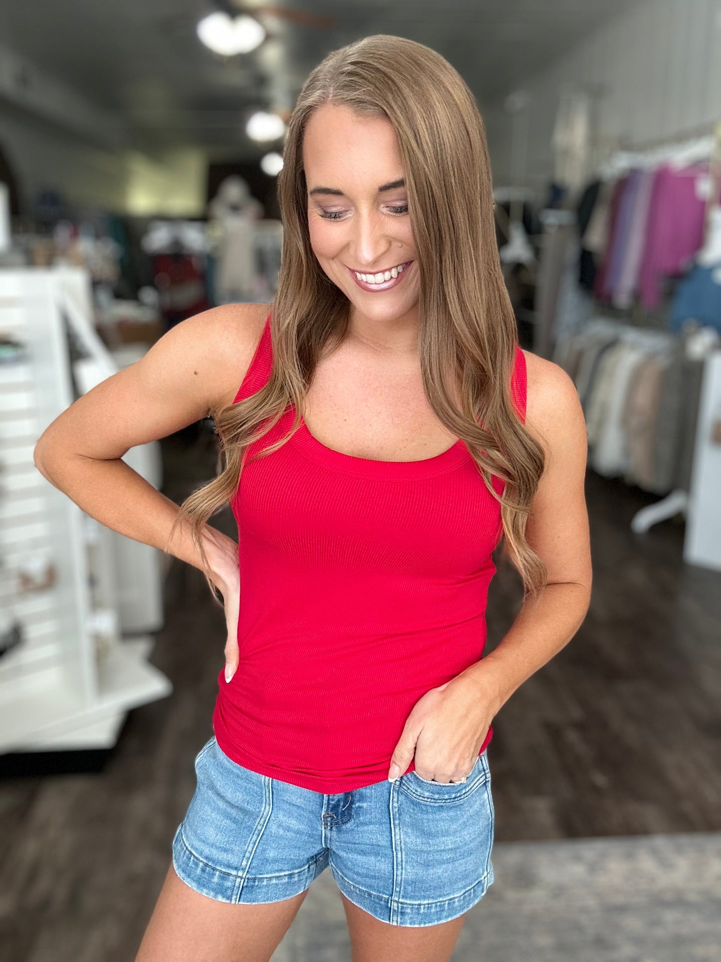 Better Than Basic Ribbed Tank (True Red)