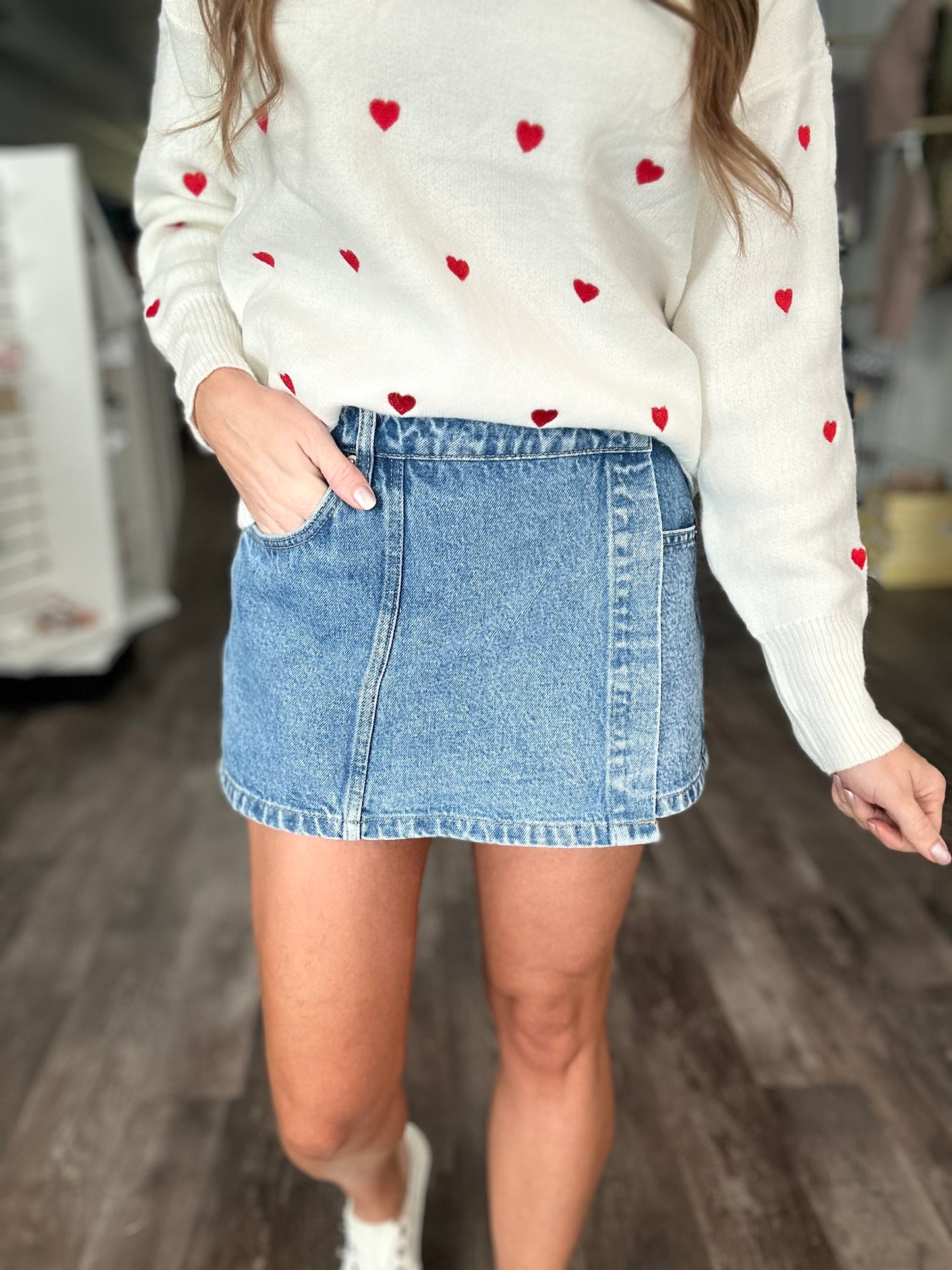 RESTOCK On Edge Wrap Denim Skort