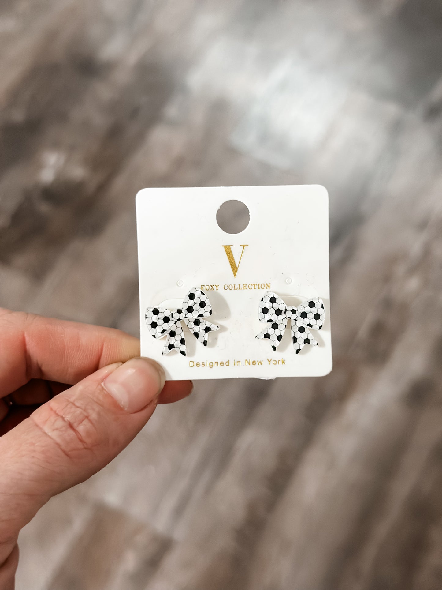 Soccer Bow Stud Earrings