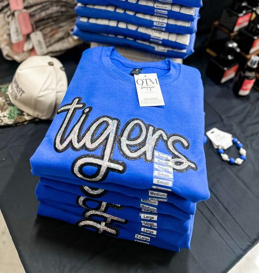 Sequins Tiger Crew (Blue/Silver/Black)