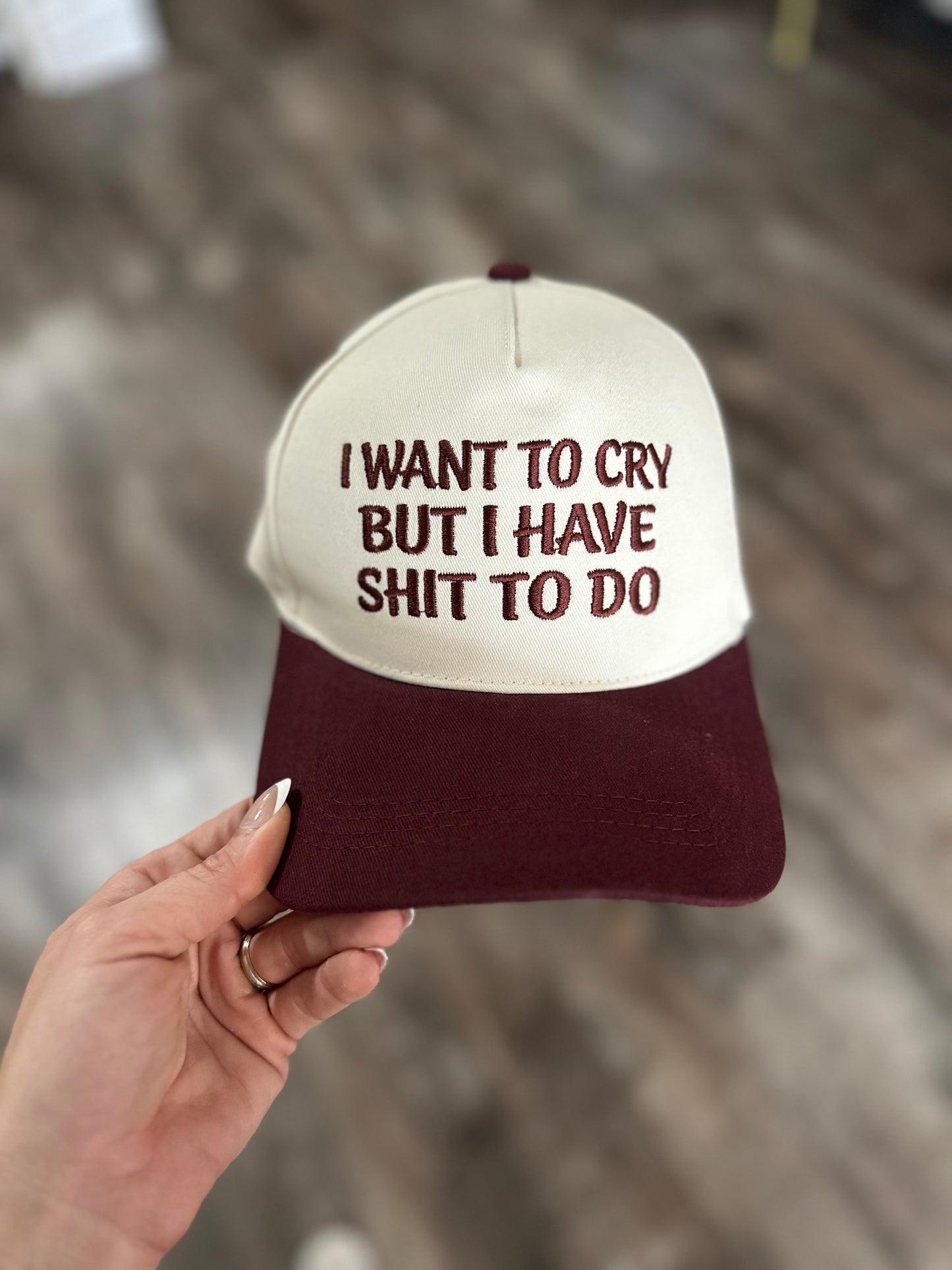 I Want To Cry Hat (Burgundy)