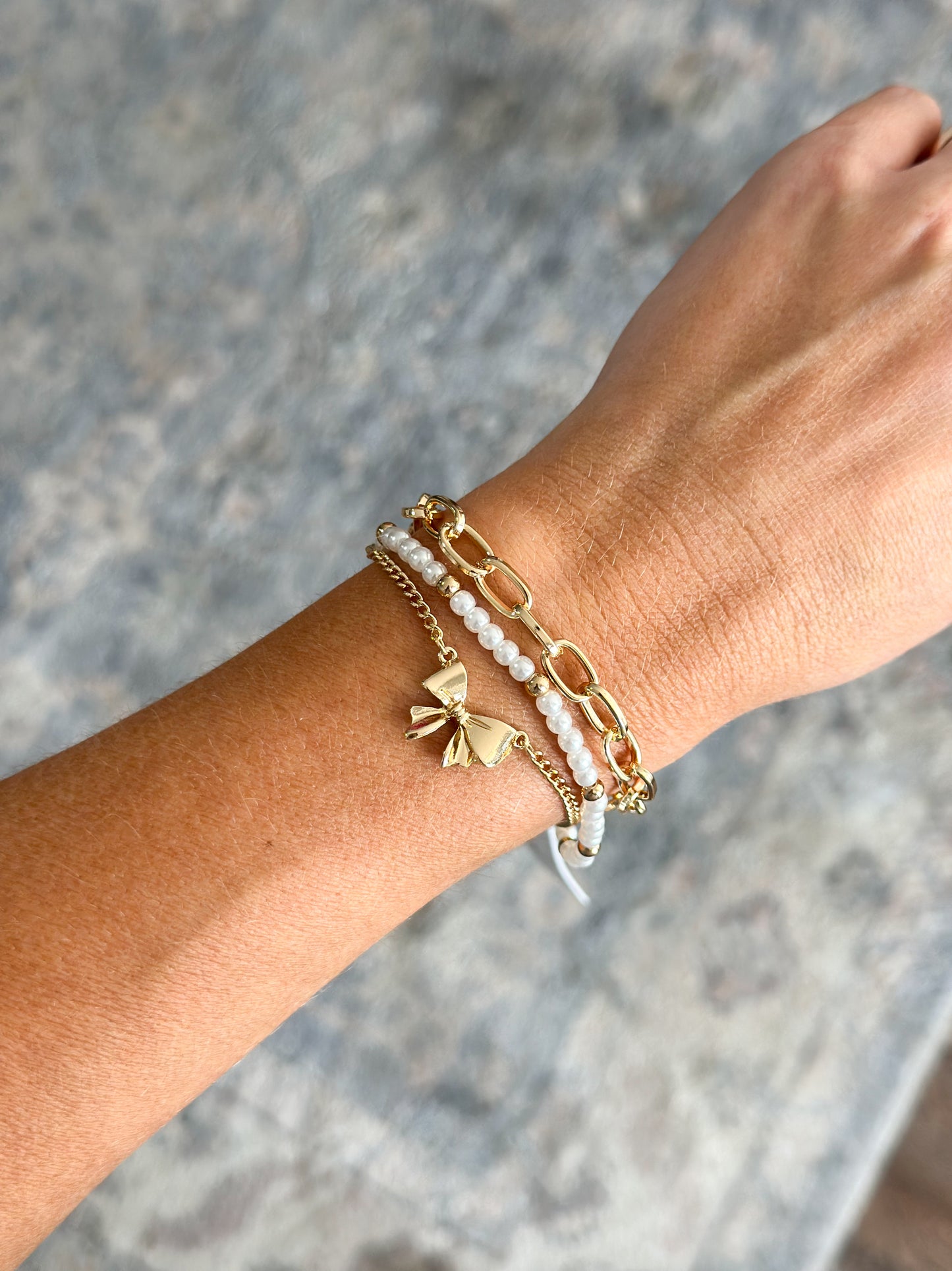 Pearl Bow Trio Bracelet