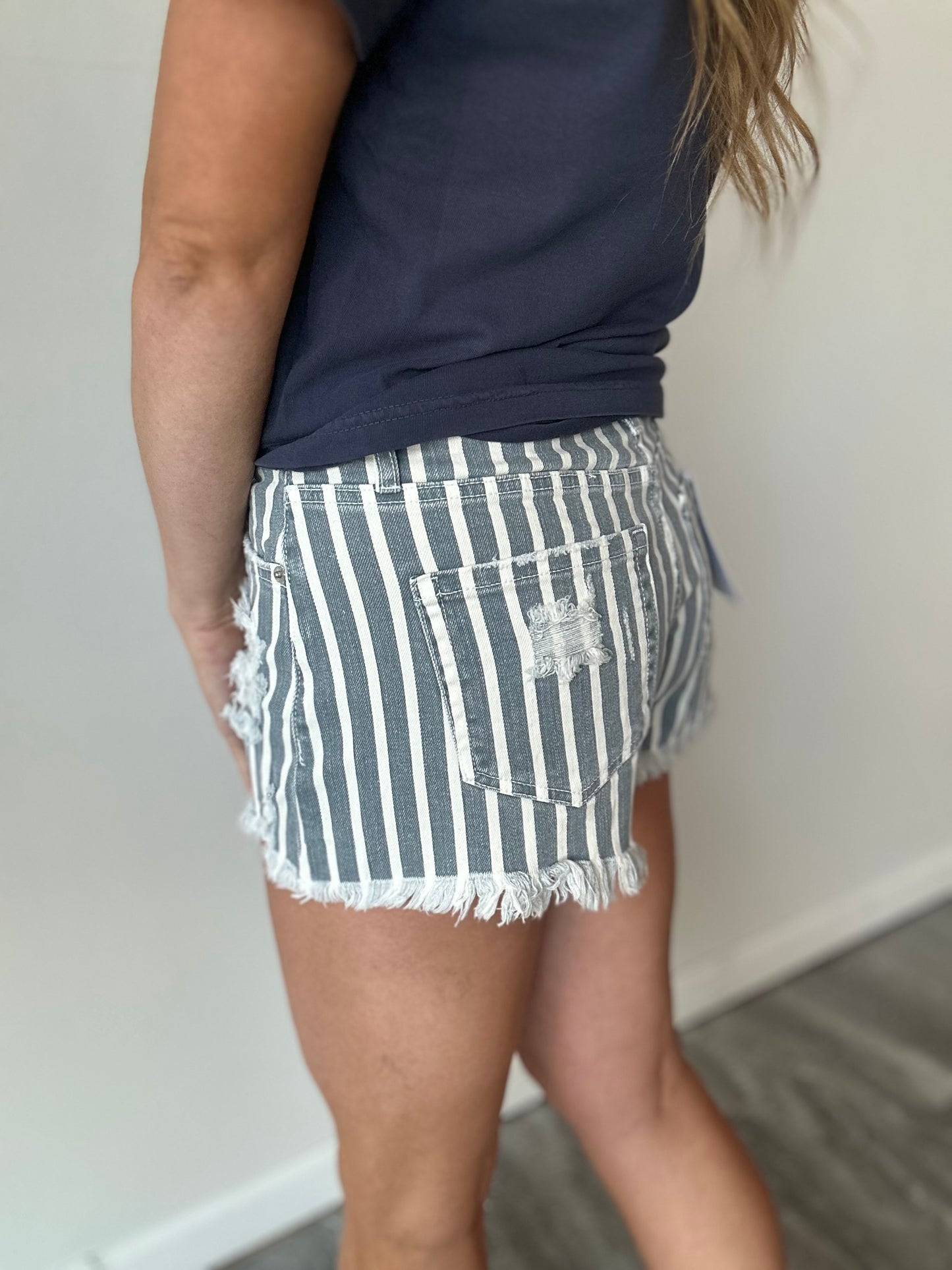 Hallie High-Rise Striped Shorts
