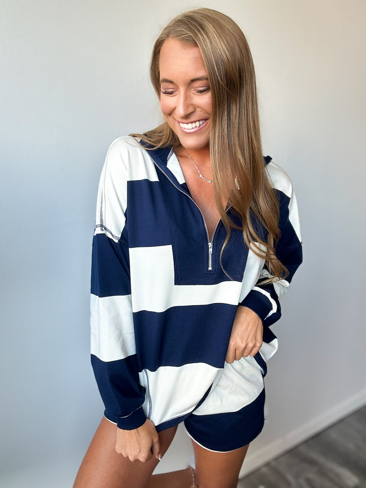 Callie Wide Striped Set (Navy)