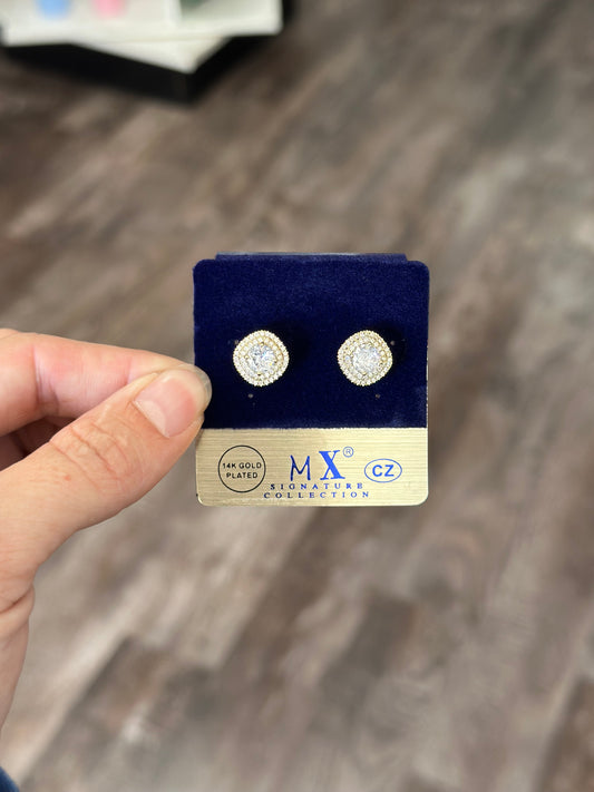 Gold Dipped Double Halo Studs