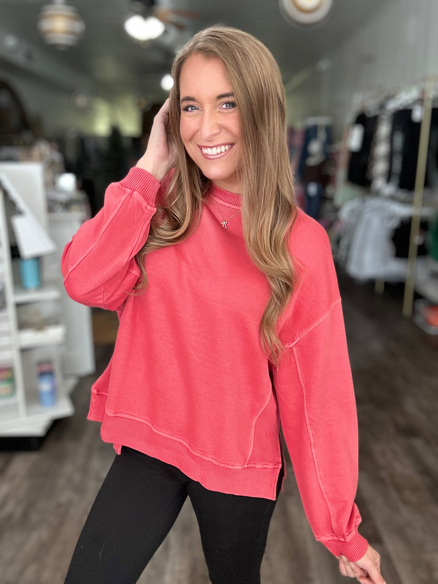 Doing It All Cozy Pullover - Muted Ruby