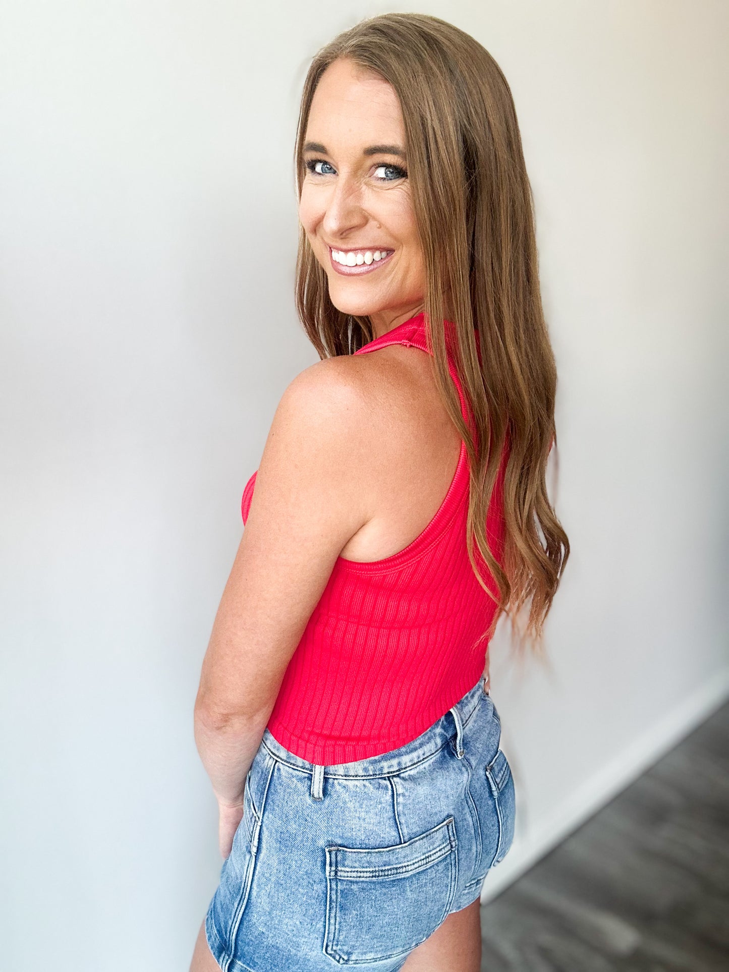 On The Town Ribbed Tank (Red)