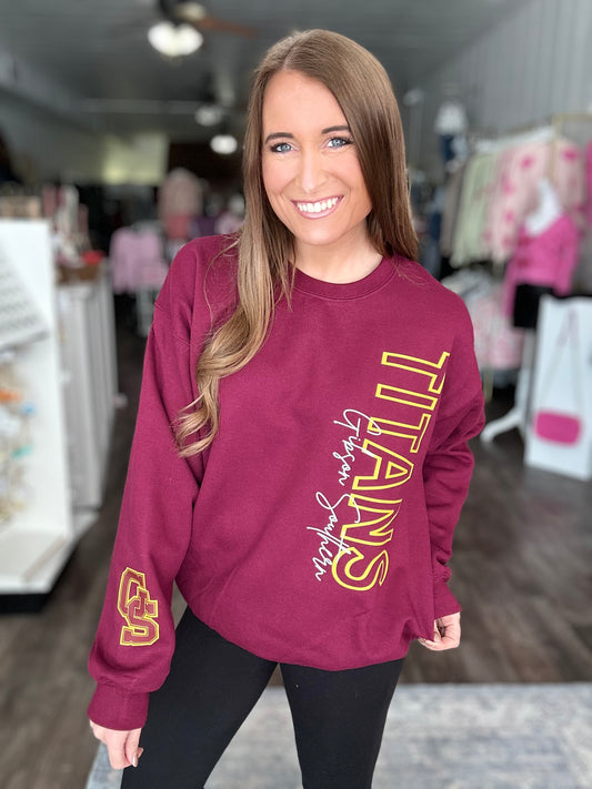 Preorder Titans Statement Long Sleeve/Crewneck (Maroon)