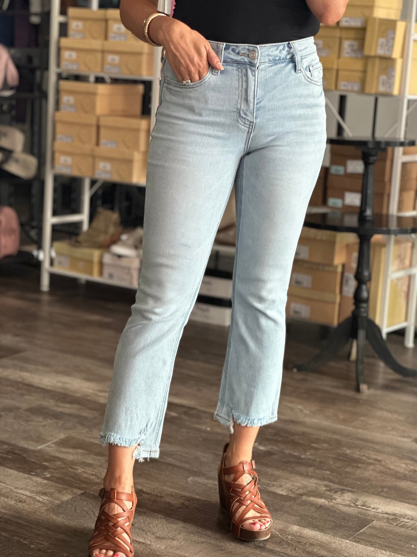 Abby High Rise Kick Flare Denim