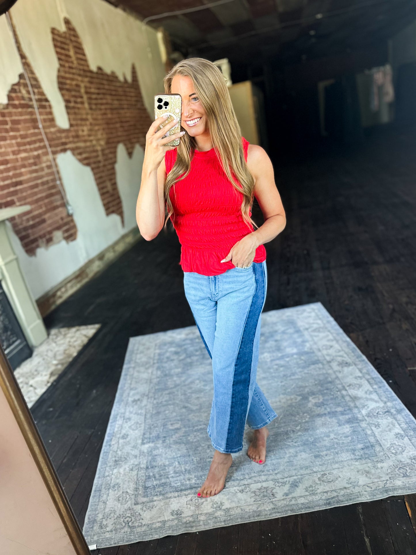 Heidi Two-Toned Barrel Jeans