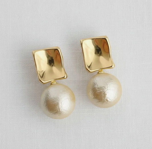 Geometric Pearl Drop Earrings