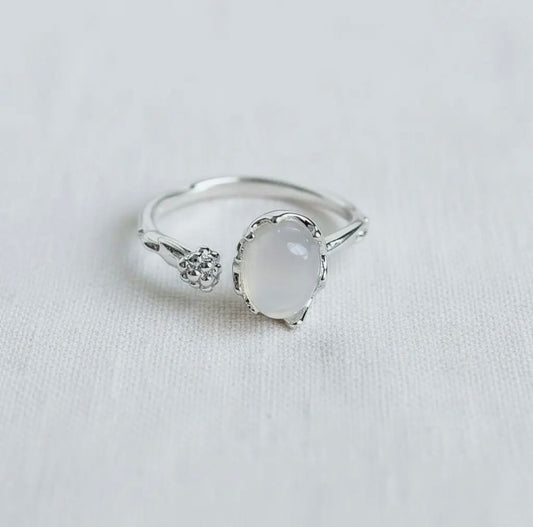 Artisan Geometric White Agate Adjustable Ring