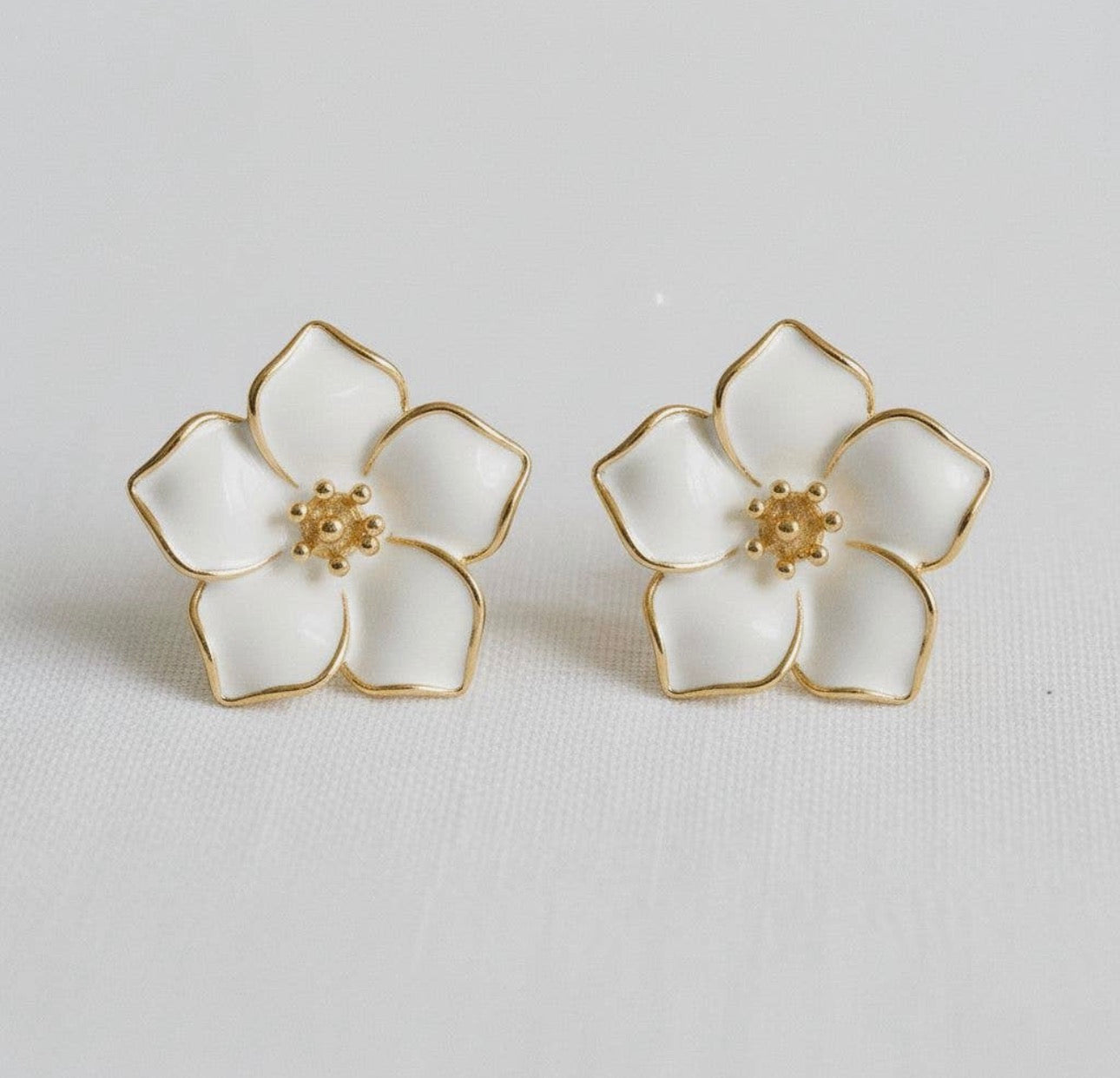 Vintage Inspired Enamel Camellia Earrings