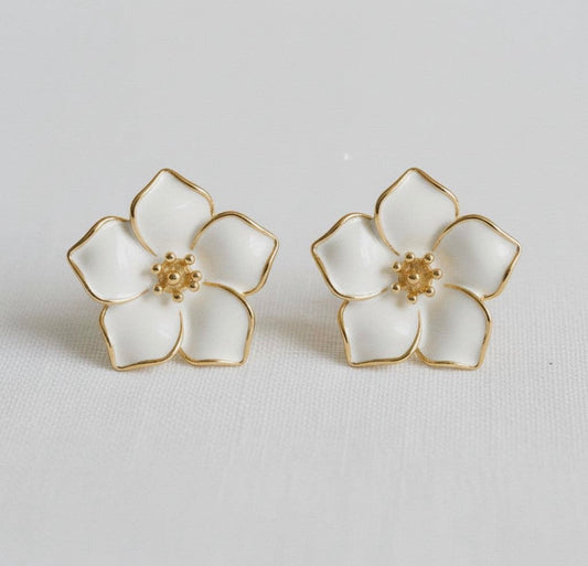 Vintage Inspired Enamel Camellia Earrings