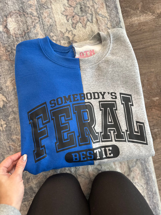 Somebody’s Feral Bestie Split Crewneck (medium)