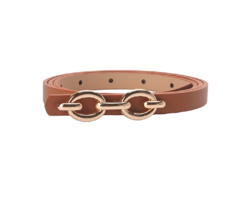 Skinny Chain Link Belt (Cognac)
