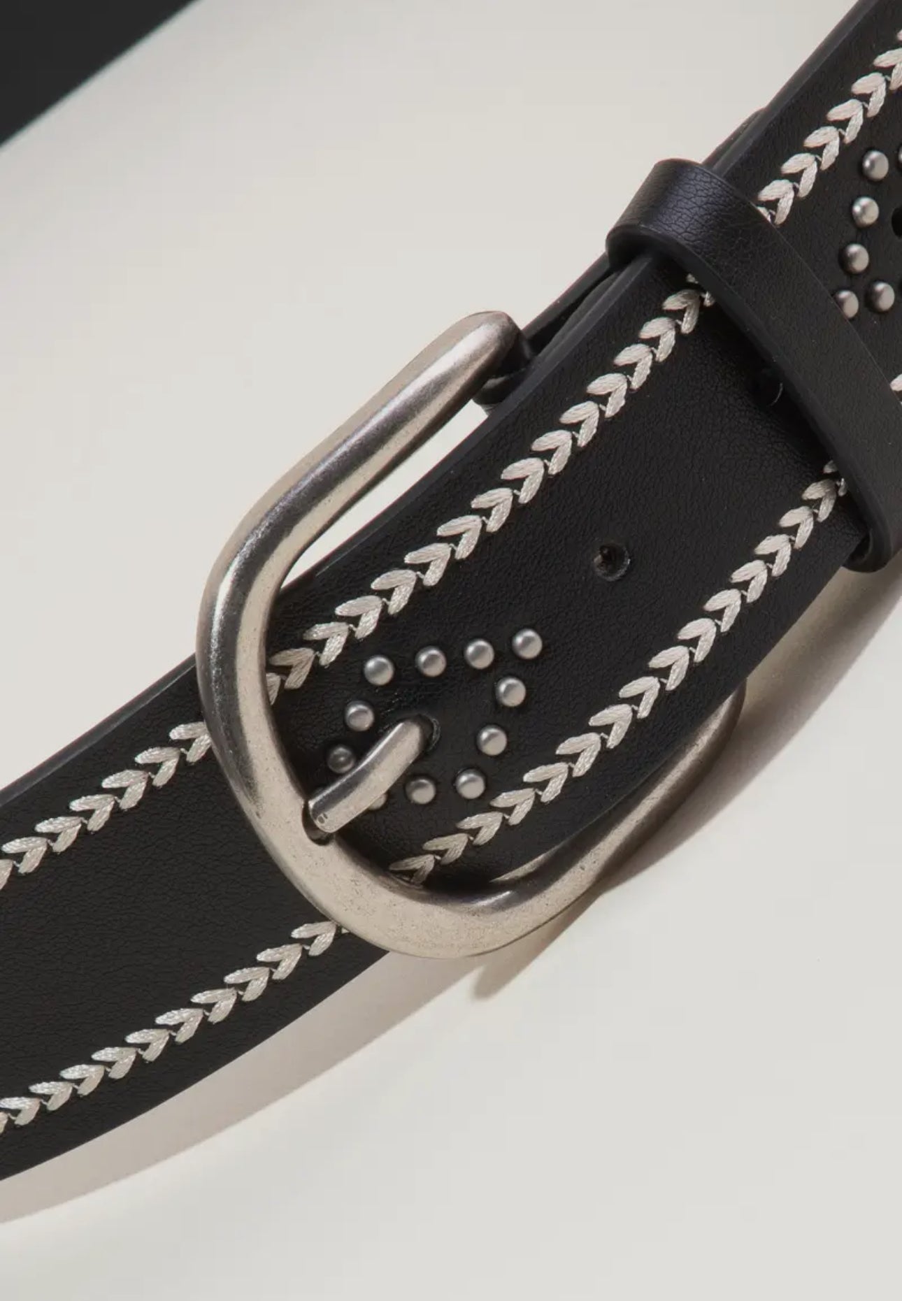 Etched Western Heart Pattern Belt - Black