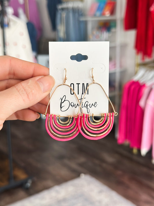 Layered Semicircle Drop Earrings