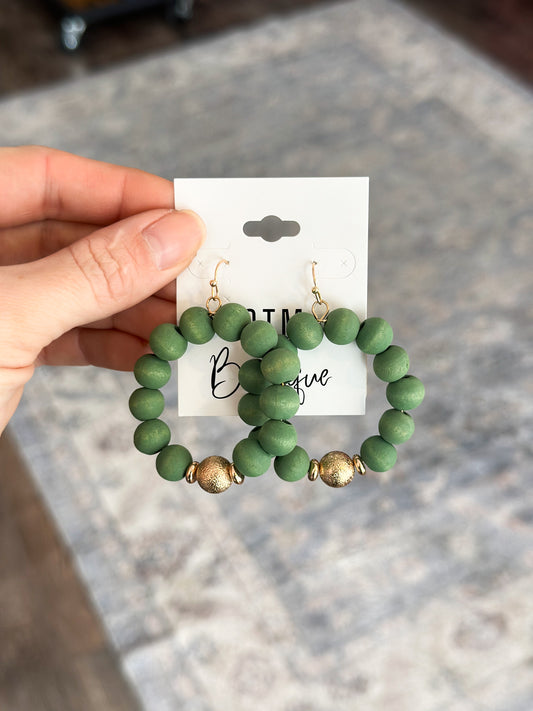 Green/Gold Beaded Earrings