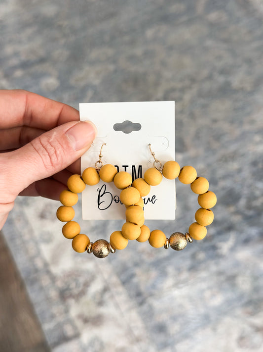 Mustard/Gold Beaded Earrings