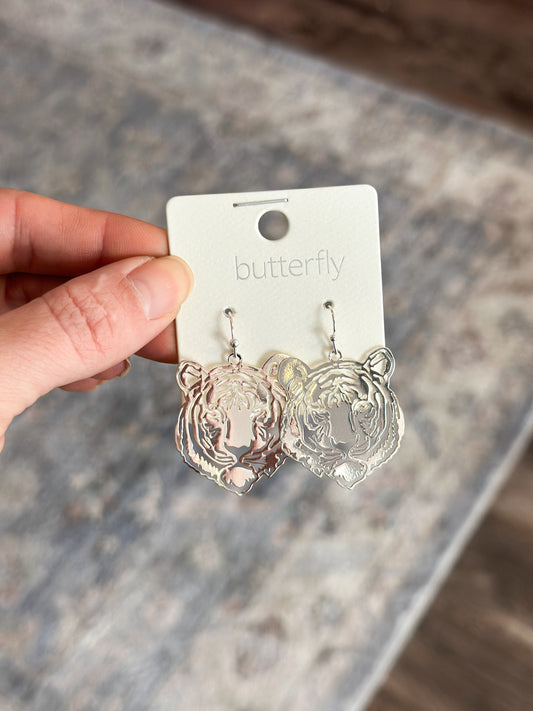 Tiger Earrings (Silver)