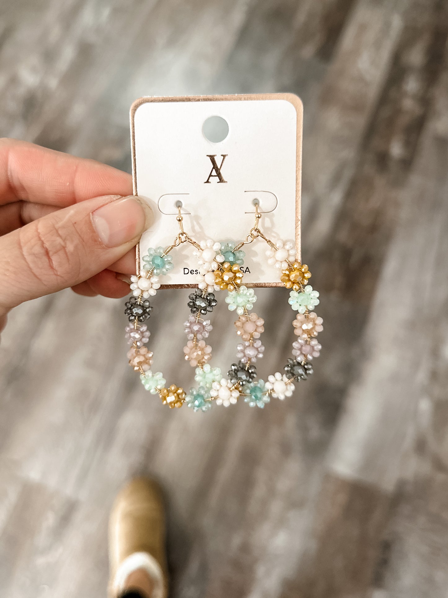 Beaded Flower Earrings - Pastel Multi