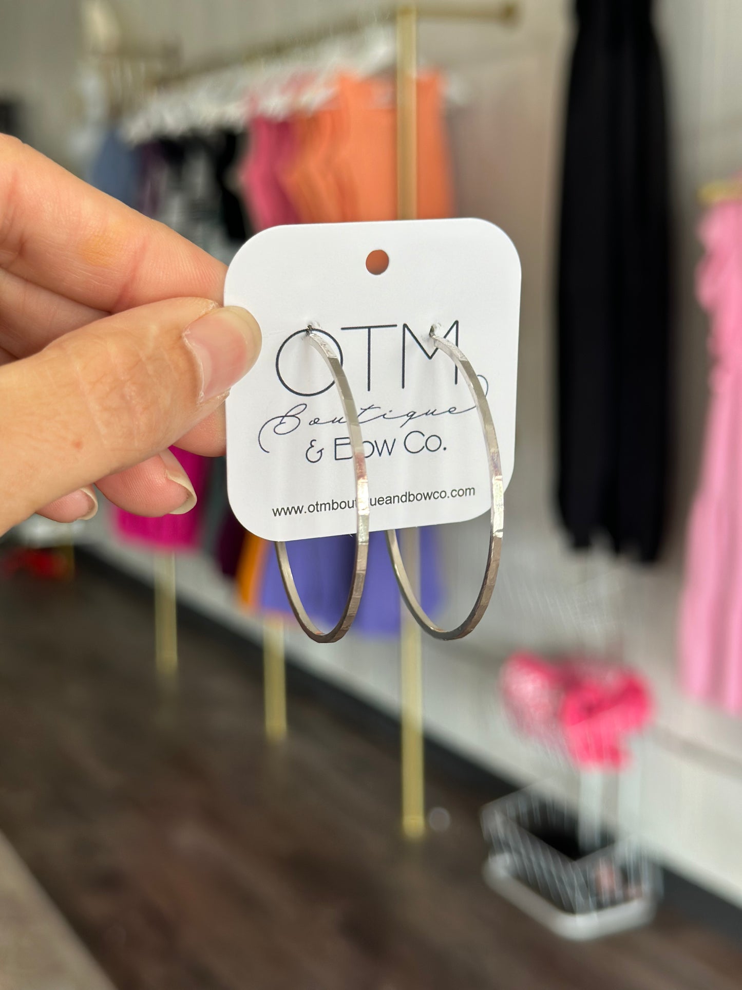 Hammered Textured Hoops - Silver (Hypoallergenic)