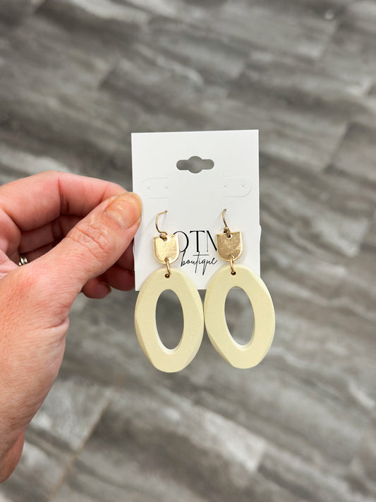 Wooden Oval Drop Earrings