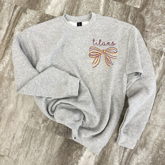 Titans Bow Embroidered Crew (Youth Large)