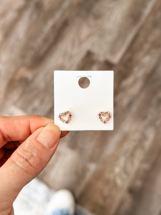 Sparkly Heart Stud Earrings