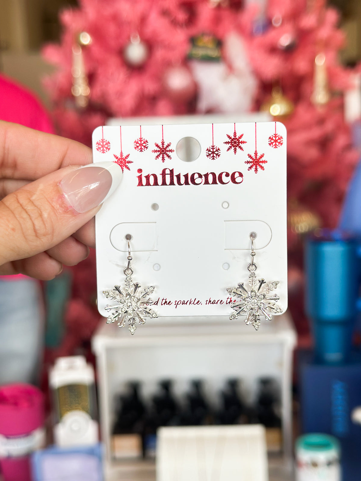 Silver Snowflake Dangle Earrings