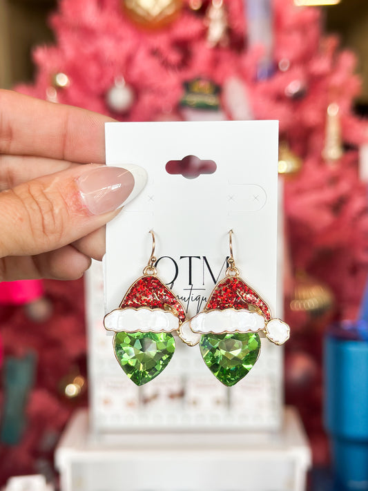 Green Gem Dangle Earrings