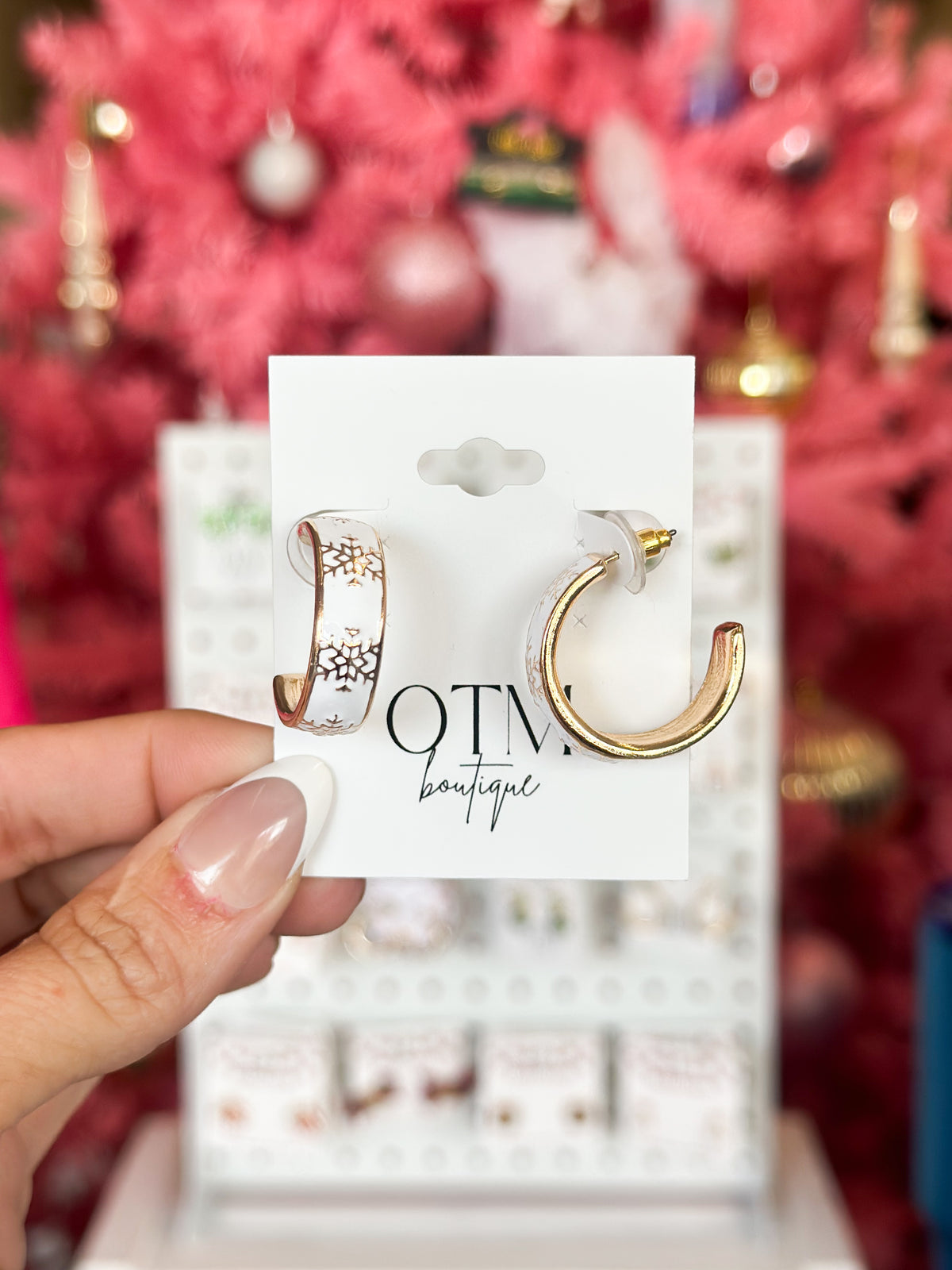 White/Gold Winter Hoops