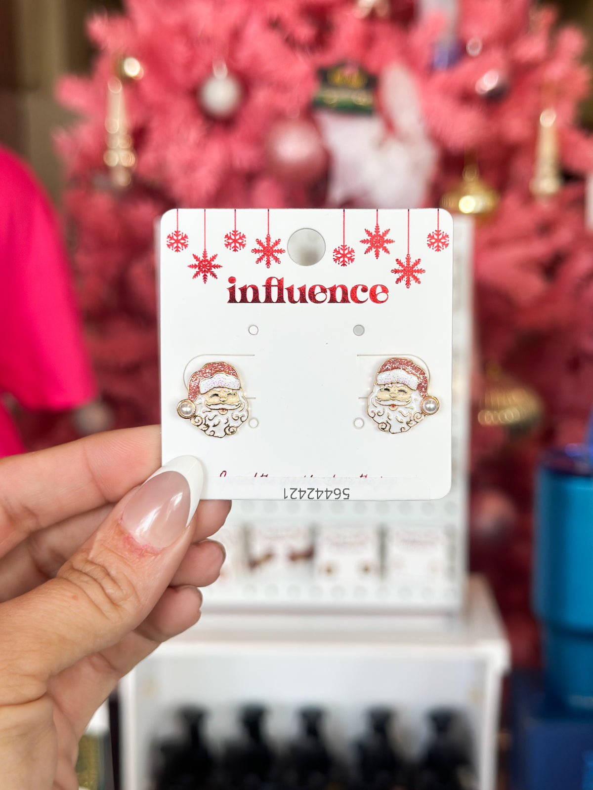 Pink Hat Santa Studs